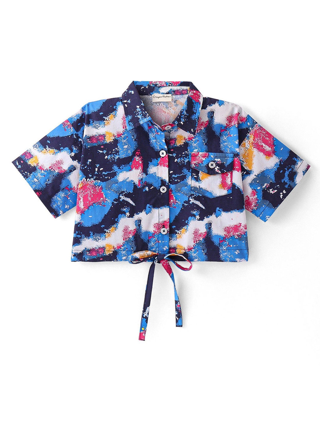 

CrayonFlakes Floral Print Cotton Shirt Style Top, Blue