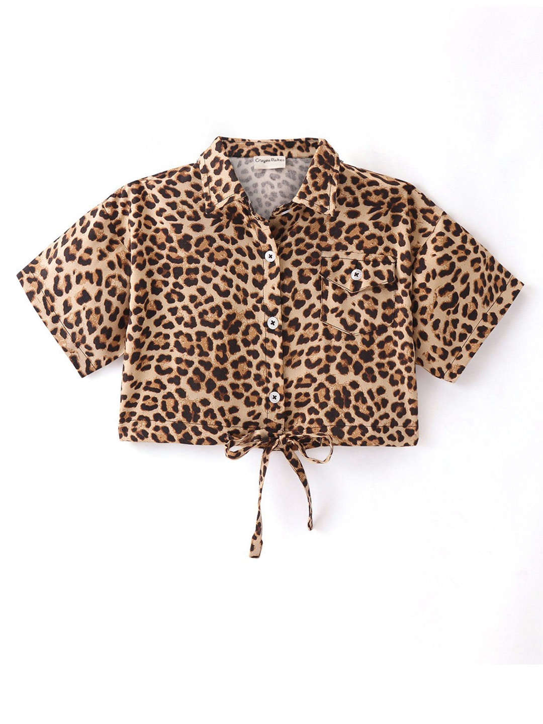 

CrayonFlakes Animal Print Shirt Style Top, Brown