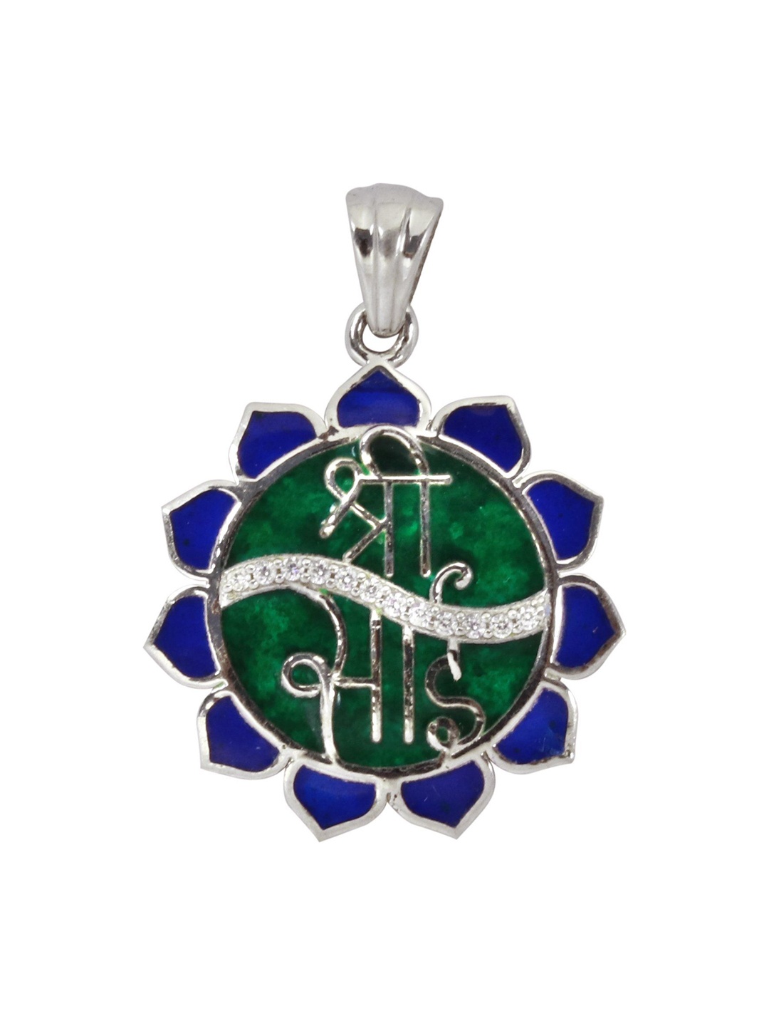 

Exotic India Shri Sai Inlay Flower Sterling Silver Pendant