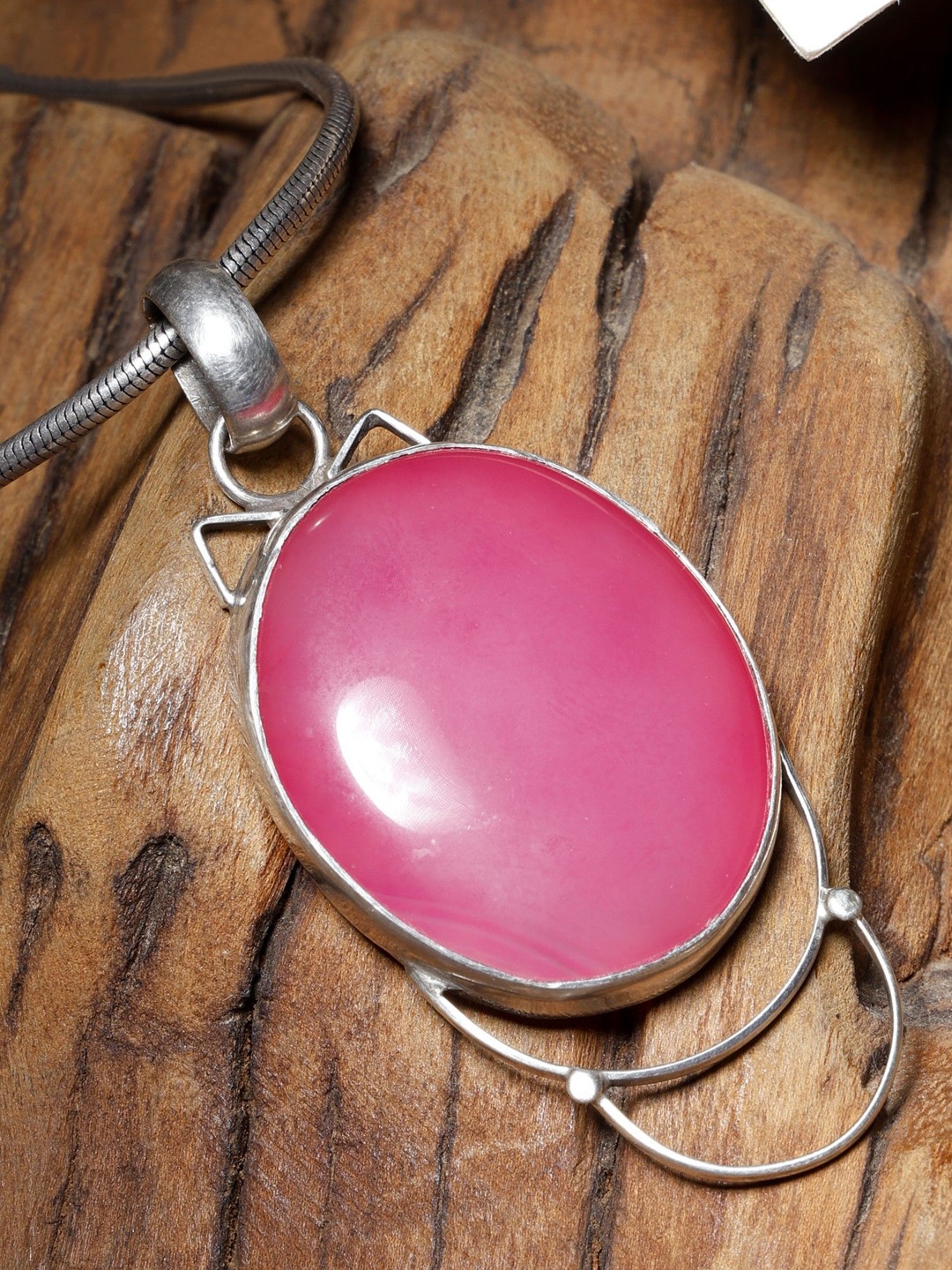 

Exotic India Pink Chalcedony Stone Sterling Silver Pendant