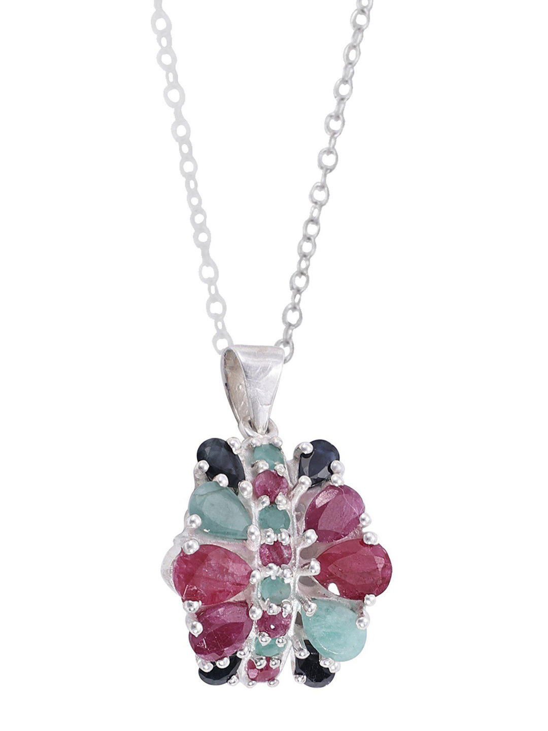 

Exotic India Silver-Plated Floral Pendants