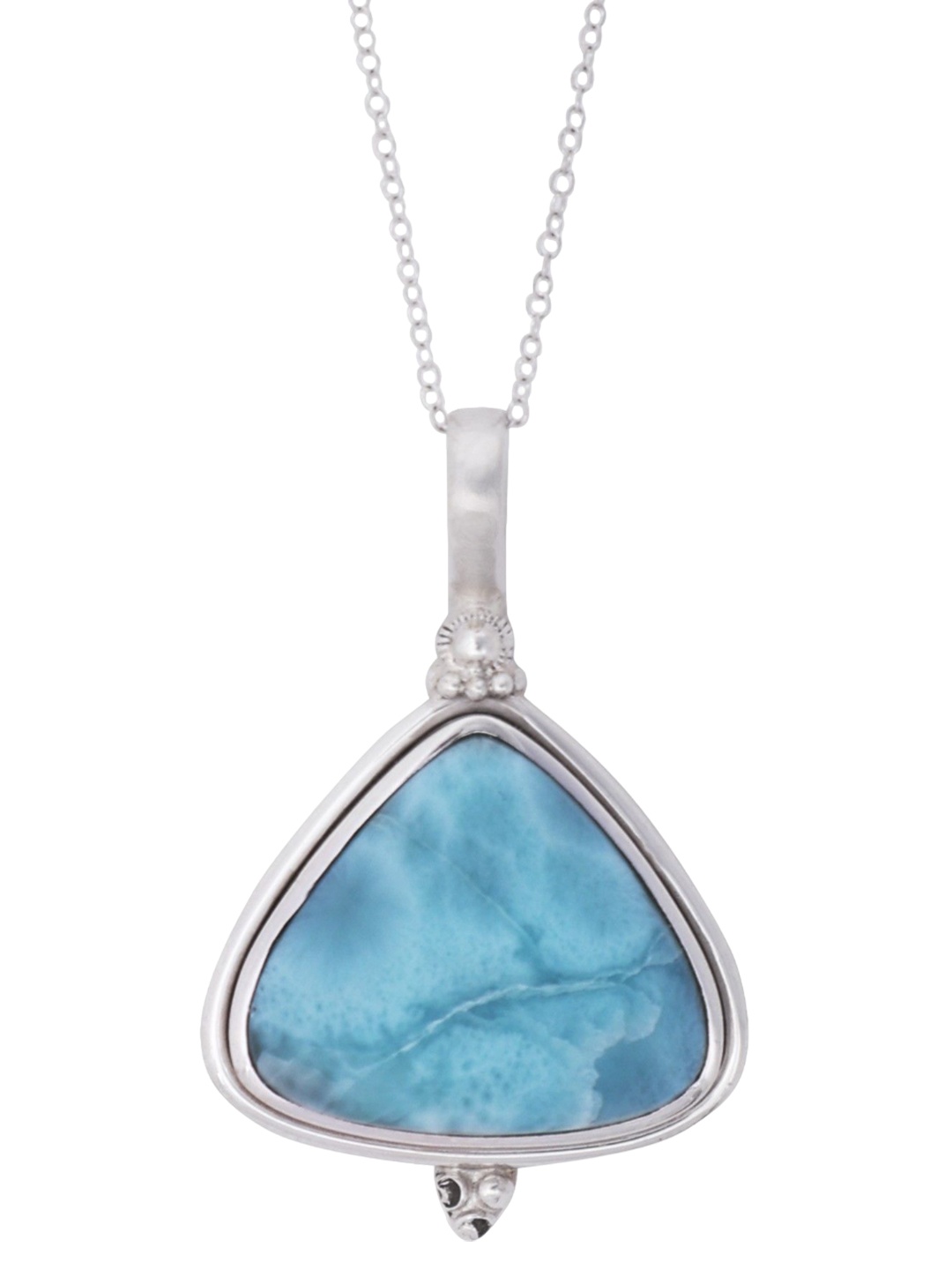 

Exotic India Amazonite Gemstone Sterling Silver Triangular Pendant