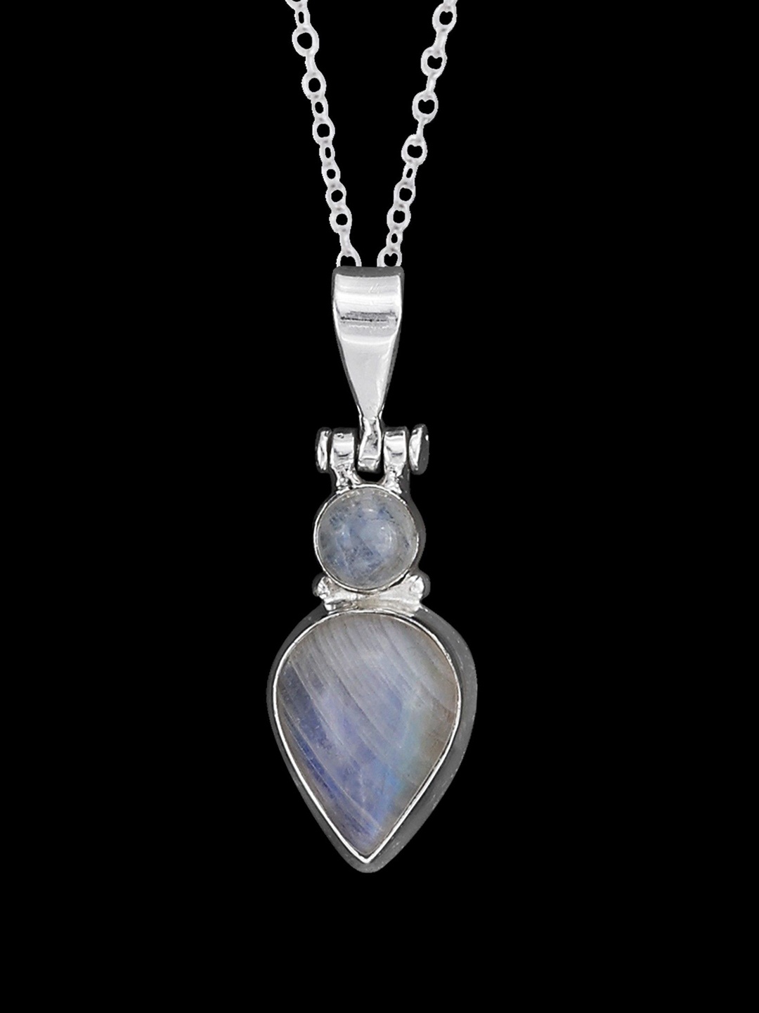 

Exotic India Rainbow Moonstone Sterling Silver Beautifully Designed Pendant