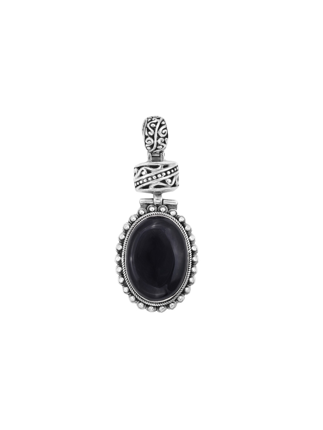 

Exotic India Black Onyx Gemstone Sterling Silver Designer Pendant