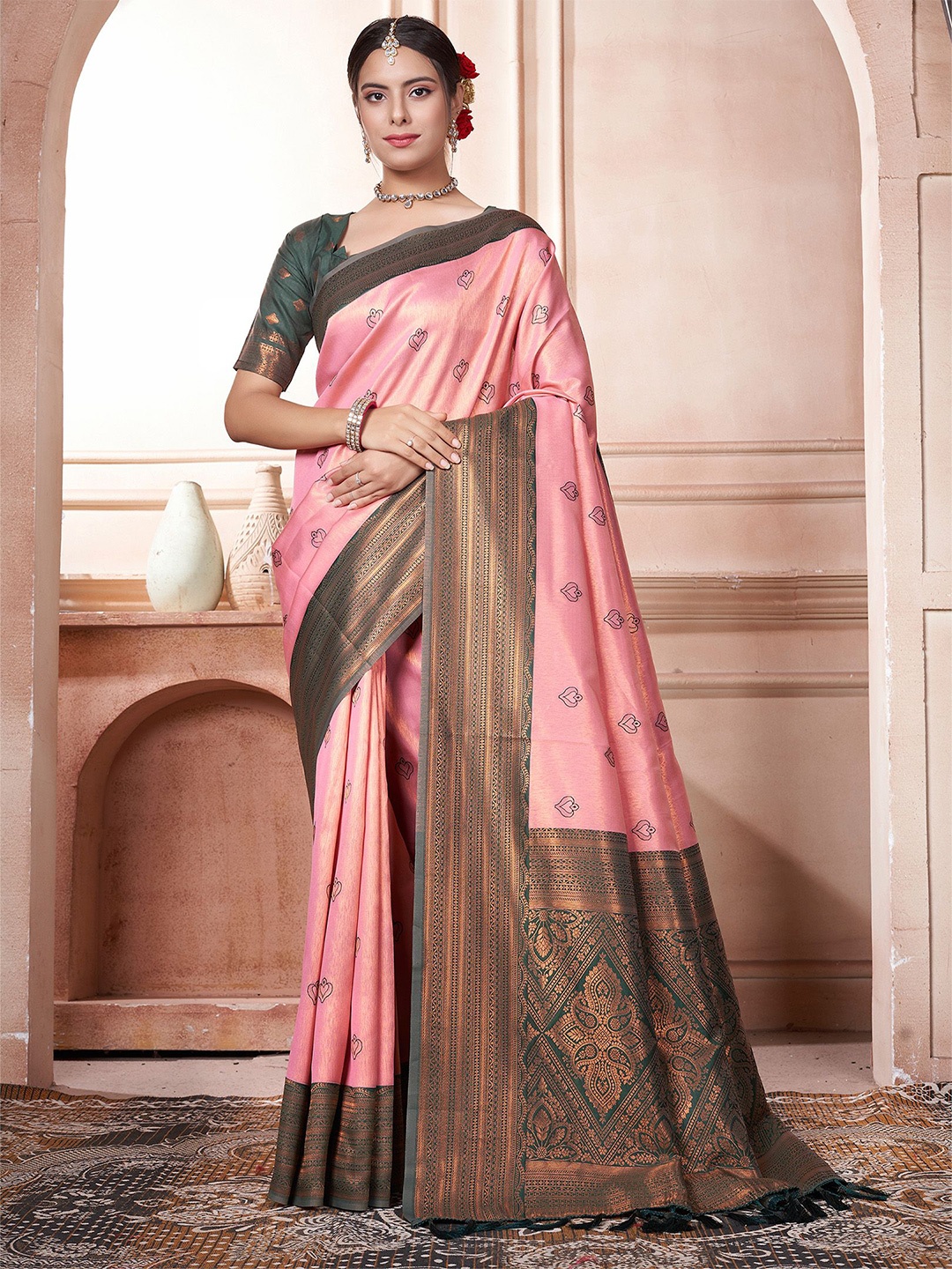 

Anouk Ethnic Motifs Zari Kanjeevaram Saree, Pink