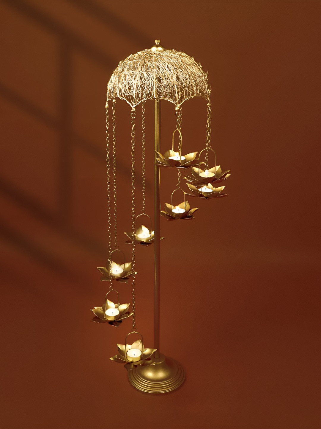 

THE HOME CO. Gold Toned 8 Stair Flower Jhoomer Festive Decor