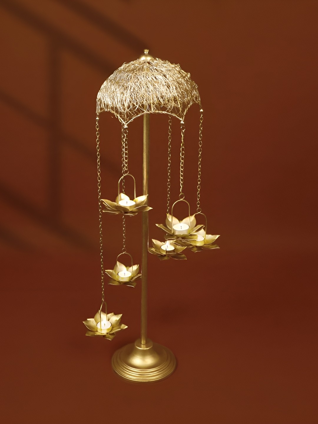 

THE HOME CO. Gold Toned 6 Flower Jhoomer Stair Festive Decor