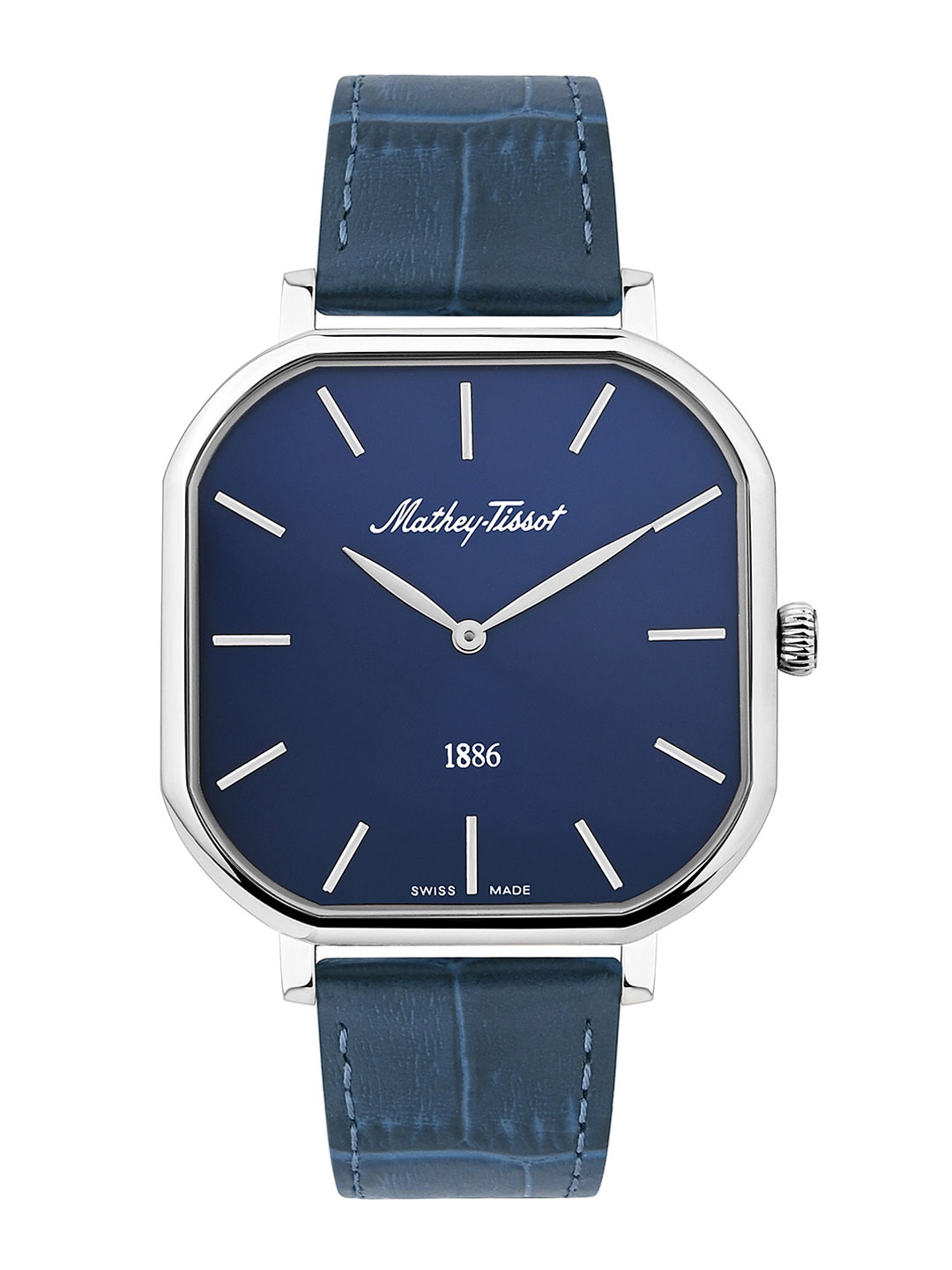 

Mathey-Tissot Swiss Made Men Dial & Leather Textured Straps Analogue Watch H7917ALBU, Blue