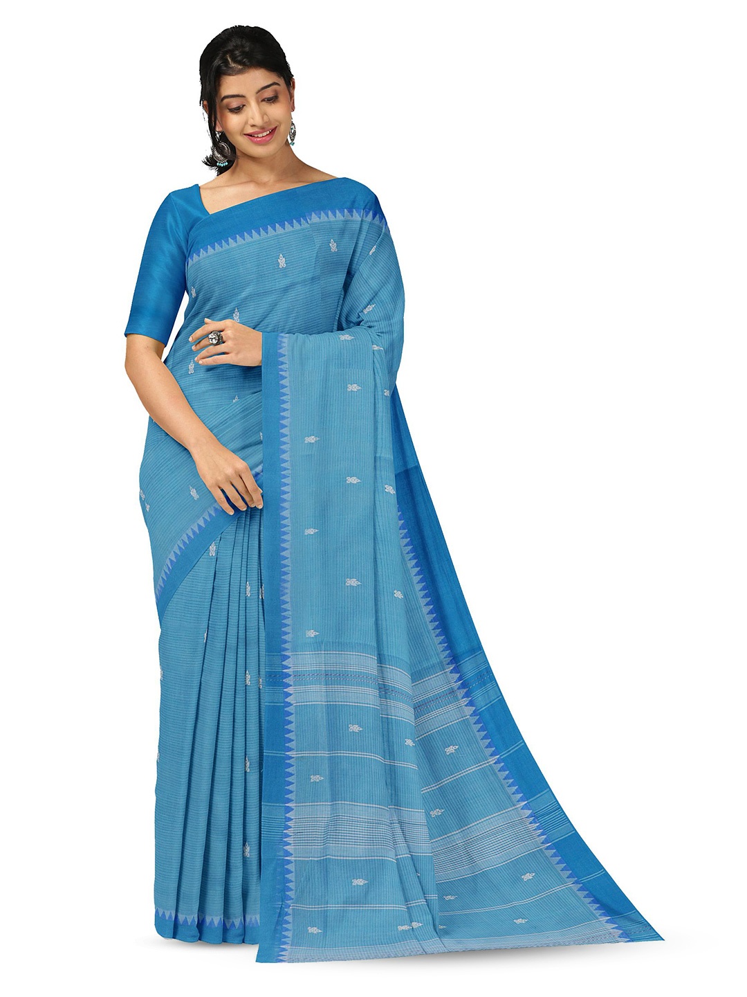 

APCO Ethnic Motifs Pure Cotton Saree, Blue