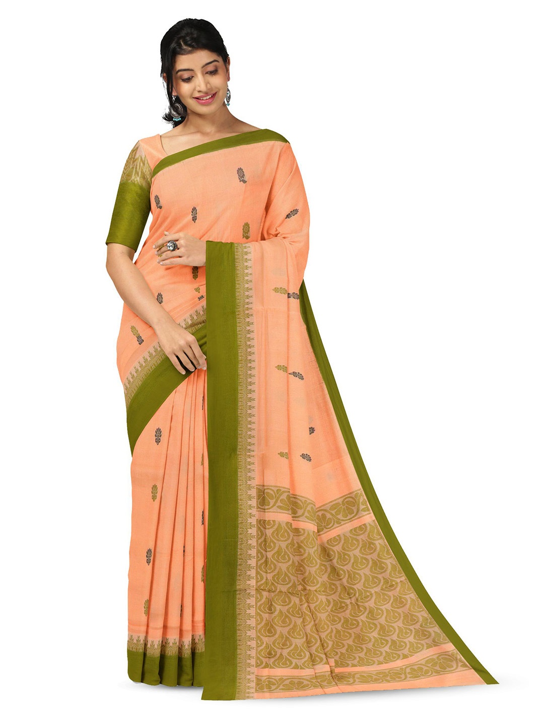 

APCO Woven Design Pure Cotton Saree, Peach