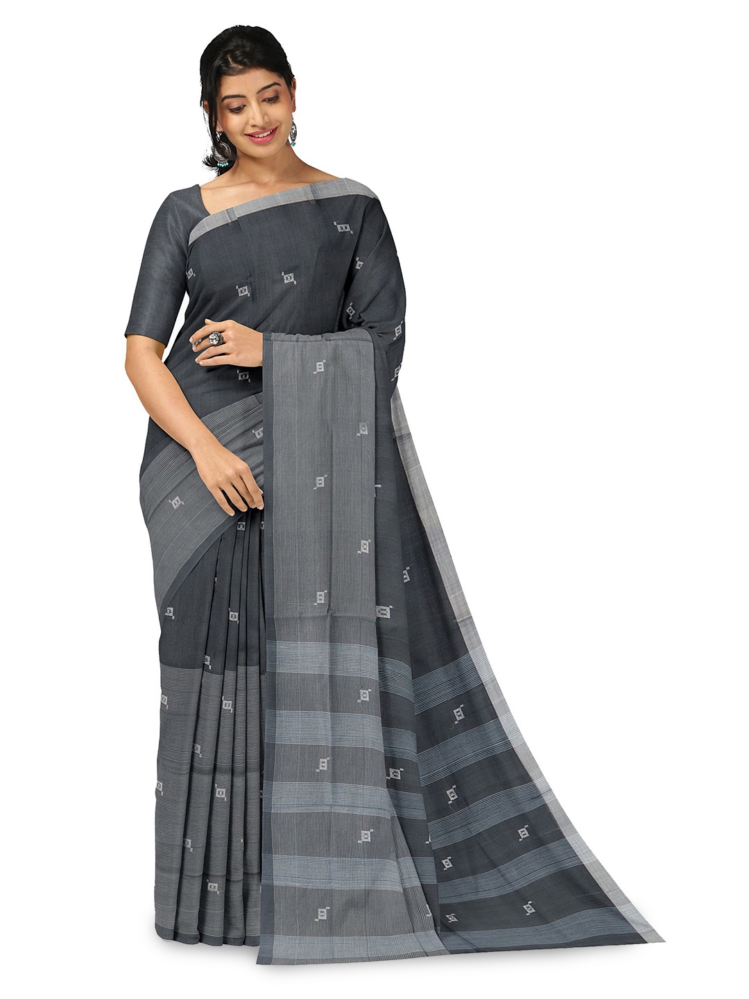 

APCO Woven Design Pure Cotton Saree, Grey