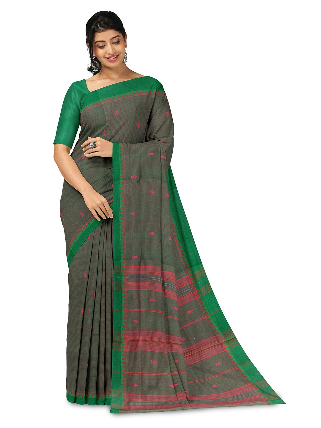 

APCO Ethnic Motifs Pure Cotton Saree, Green