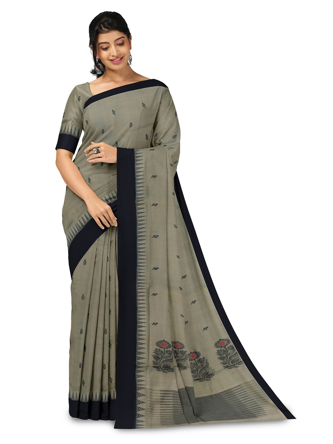 

APCO Woven Design Pure Cotton Saree, Grey