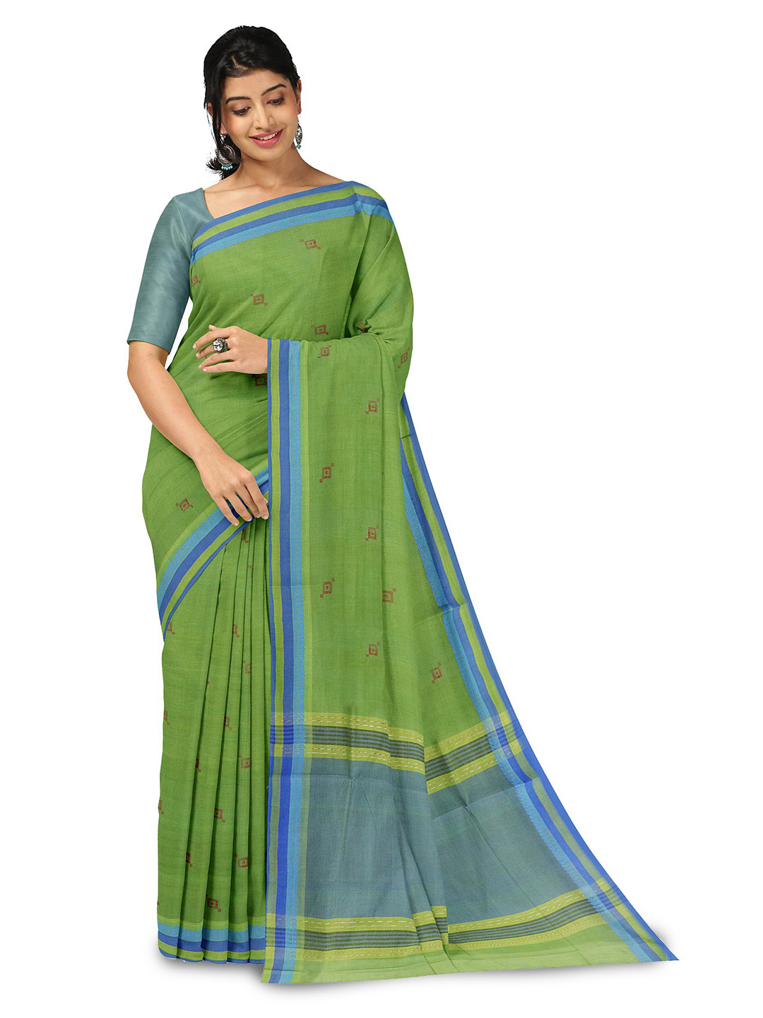 

APCO Woven Design Pure Cotton Saree, Green