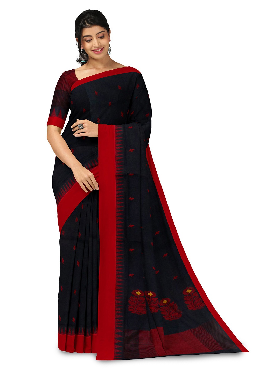 

APCO Ethnic Motifs Pure Cotton Saree, Black