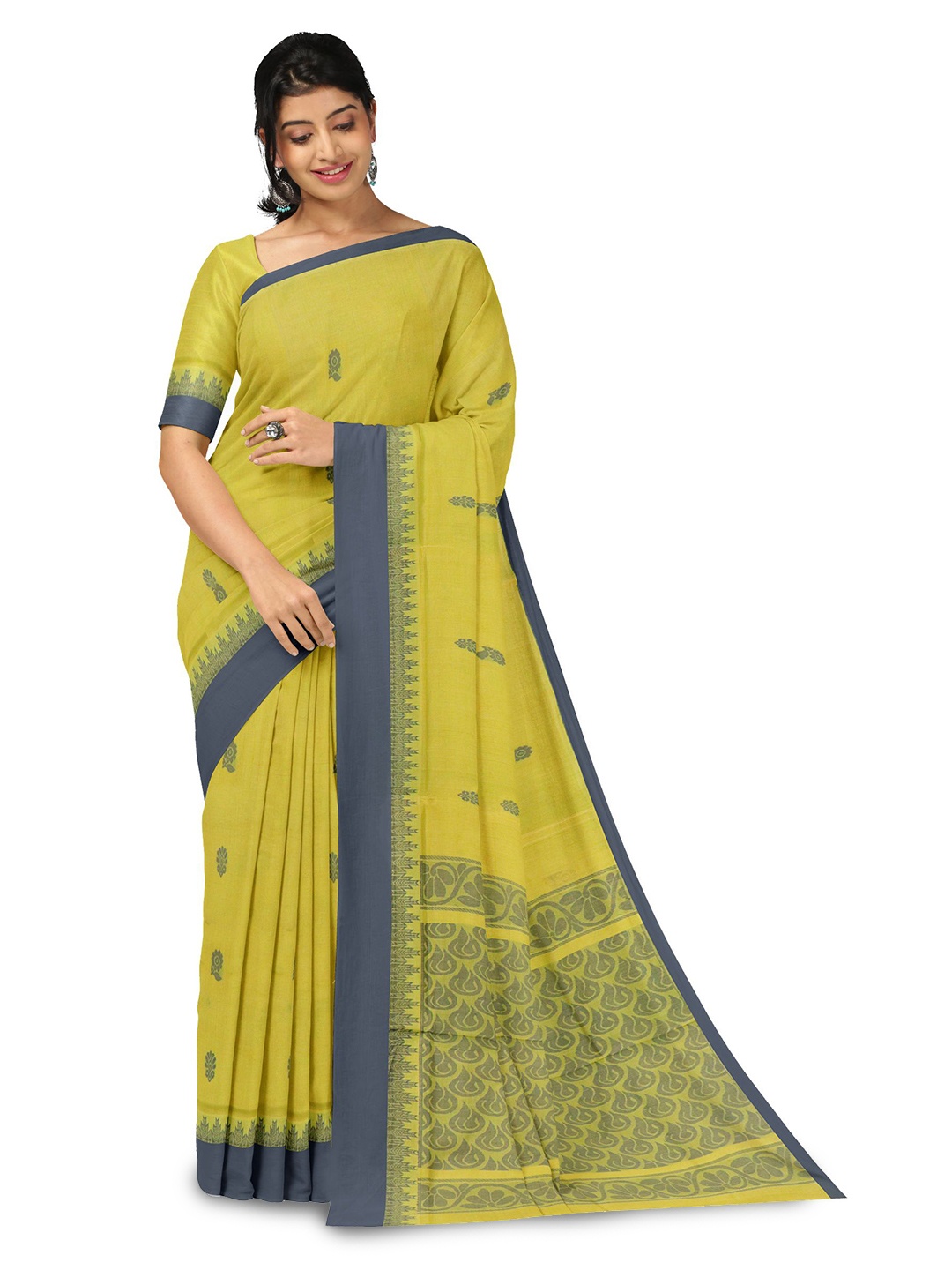 

APCO Floral Pure Cotton Saree, Yellow
