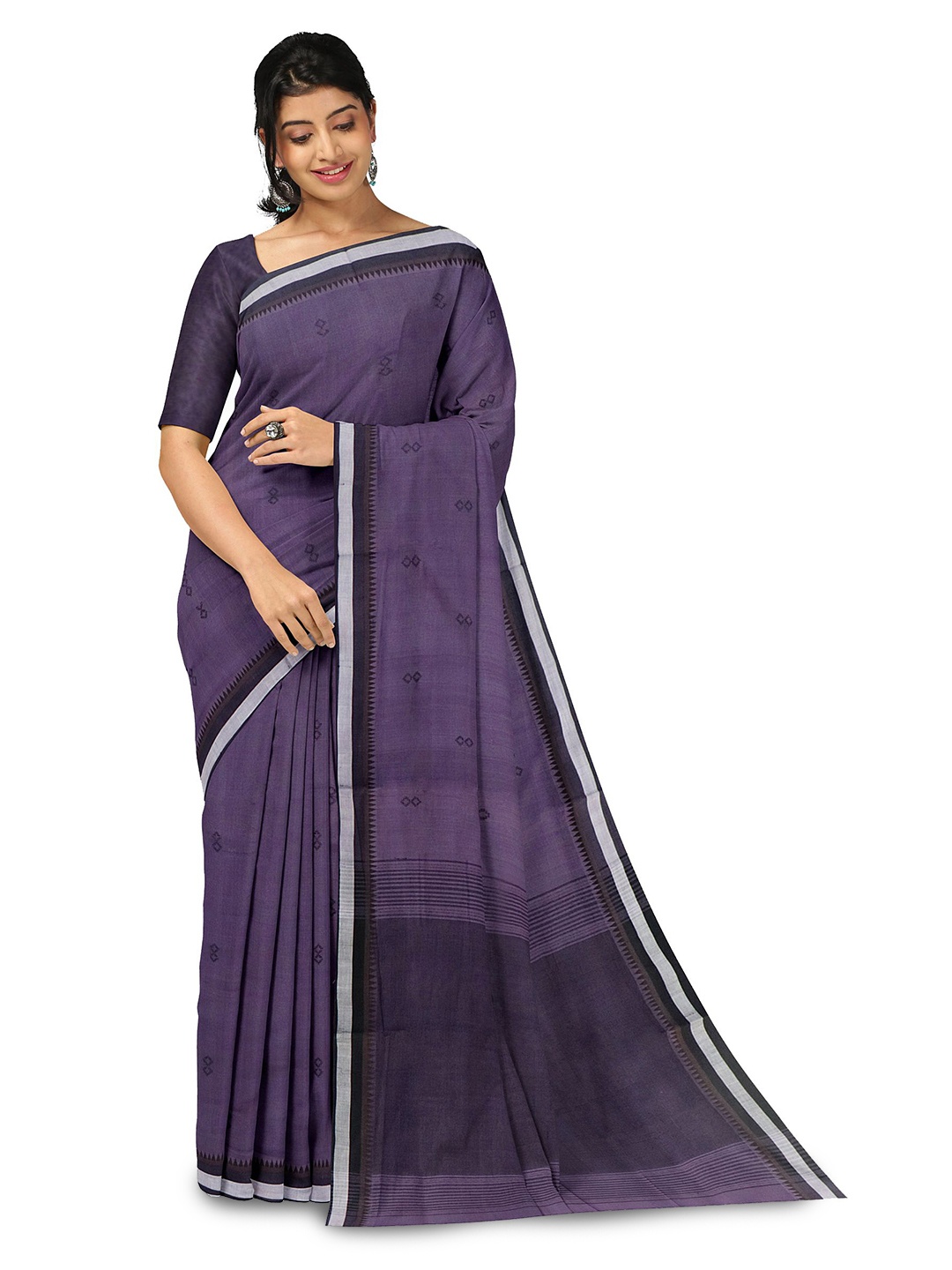 

APCO Geometric Printed Pure Cotton Saree, Purple