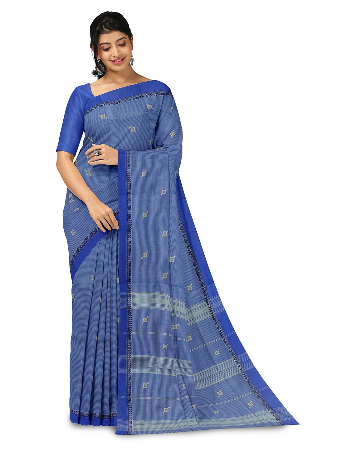 

APCO Woven Design Pure Cotton Saree, Blue
