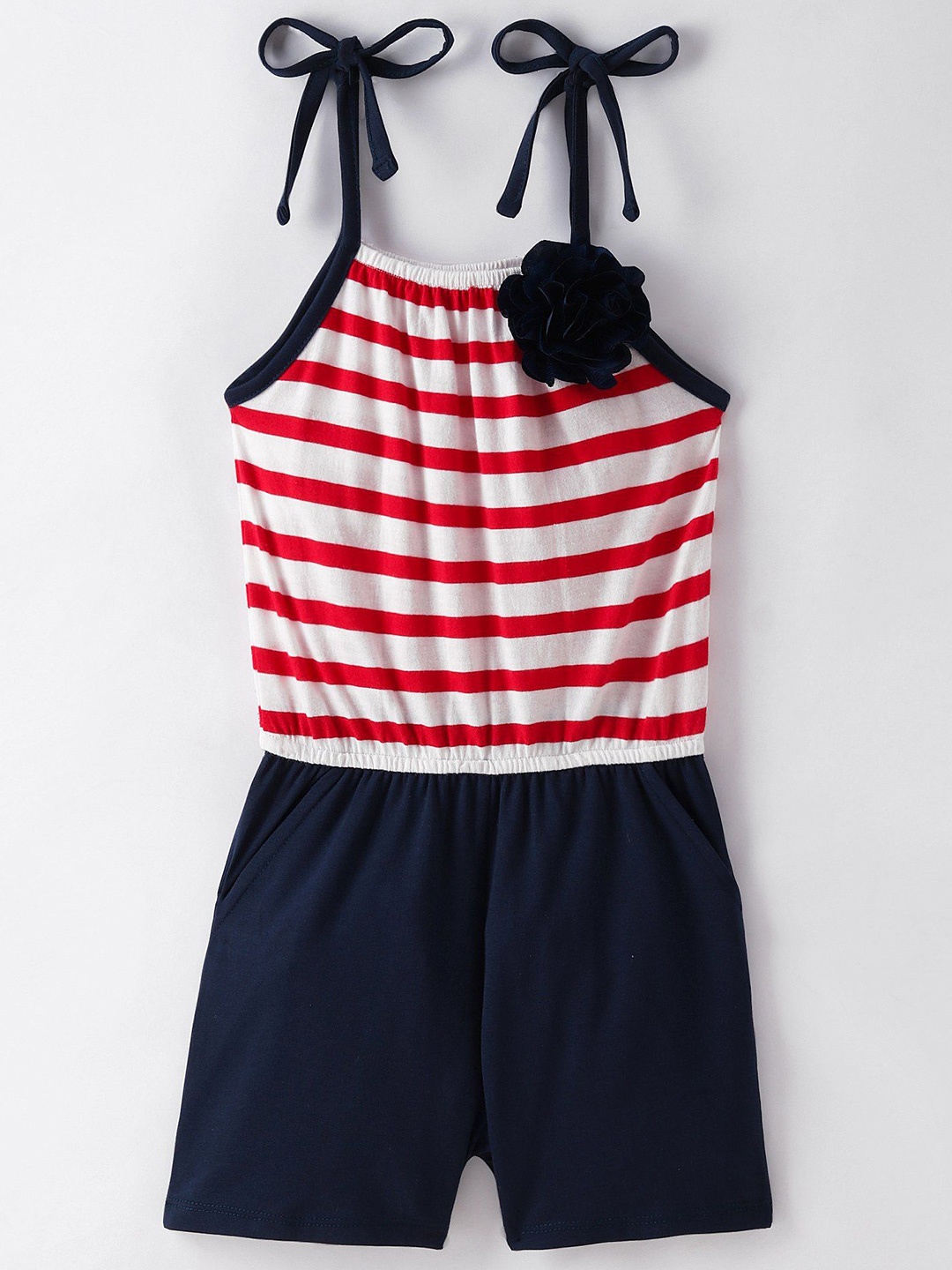 

CrayonFlakes Girls Striped Jumpsuit, Off white