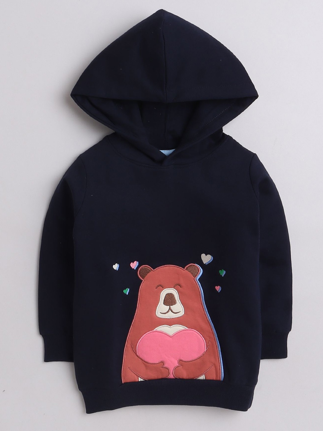 

BUMZEE Girls Printed Hooded Sweatshirt, Navy blue