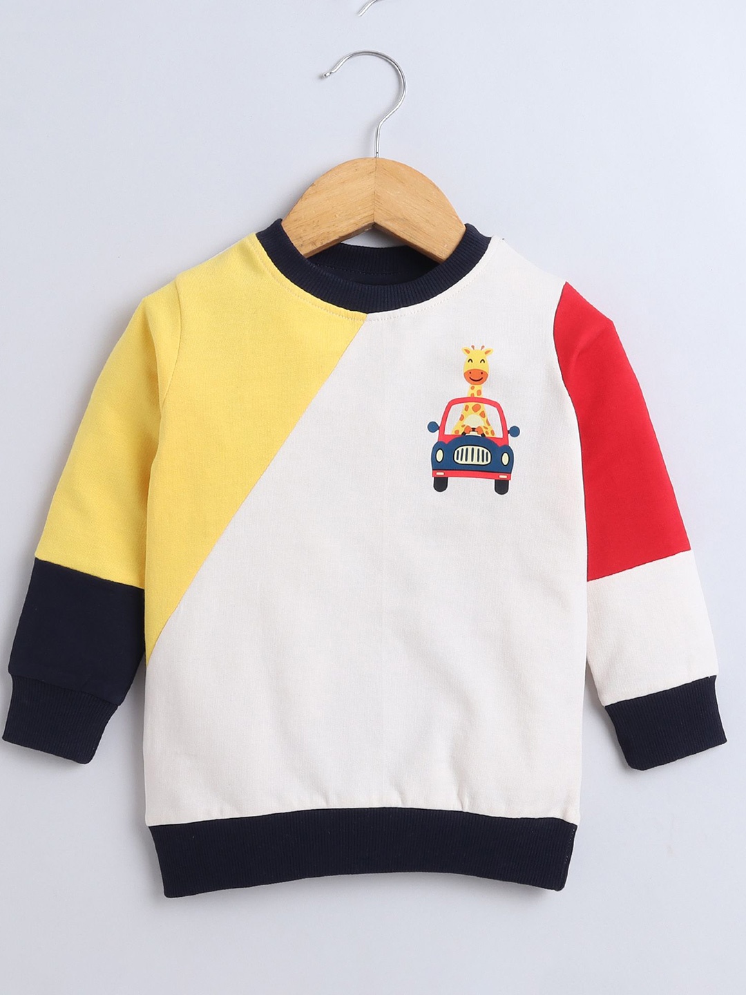 

BUMZEE Boys Colourblocked Sweatshirt, White