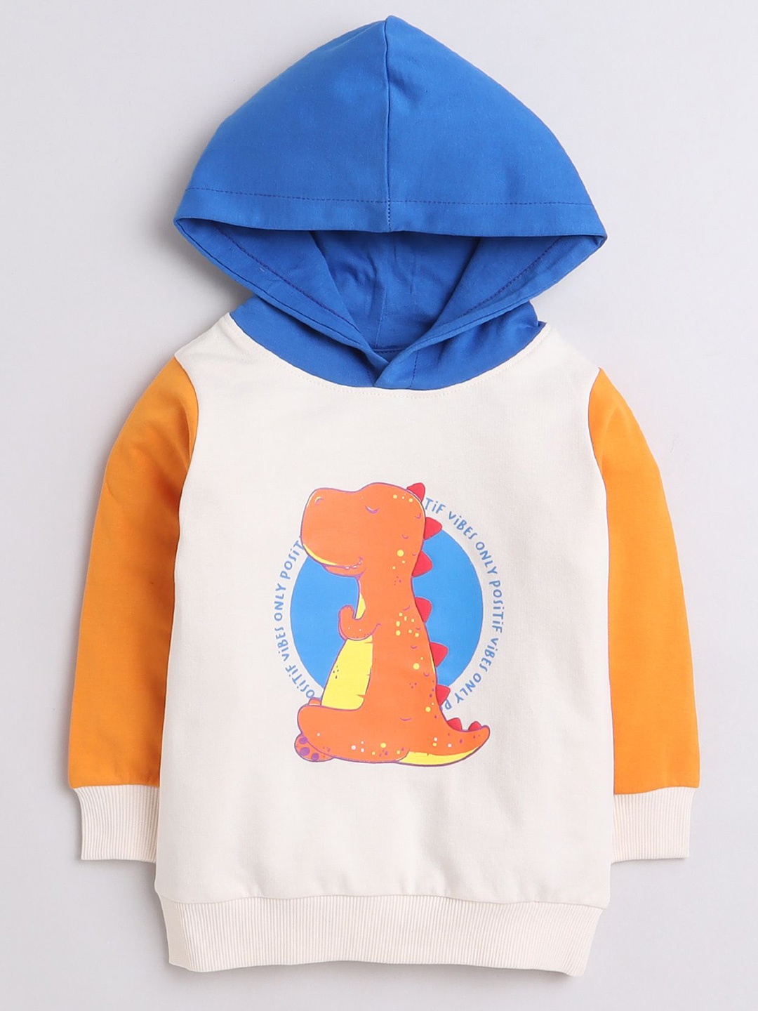 

BUMZEE Boys Printed Hooded Sweatshirt, Beige