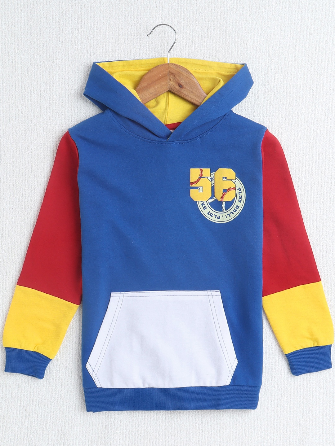 

BUMZEE Boys Colourblocked Hooded Sweatshirt, Blue