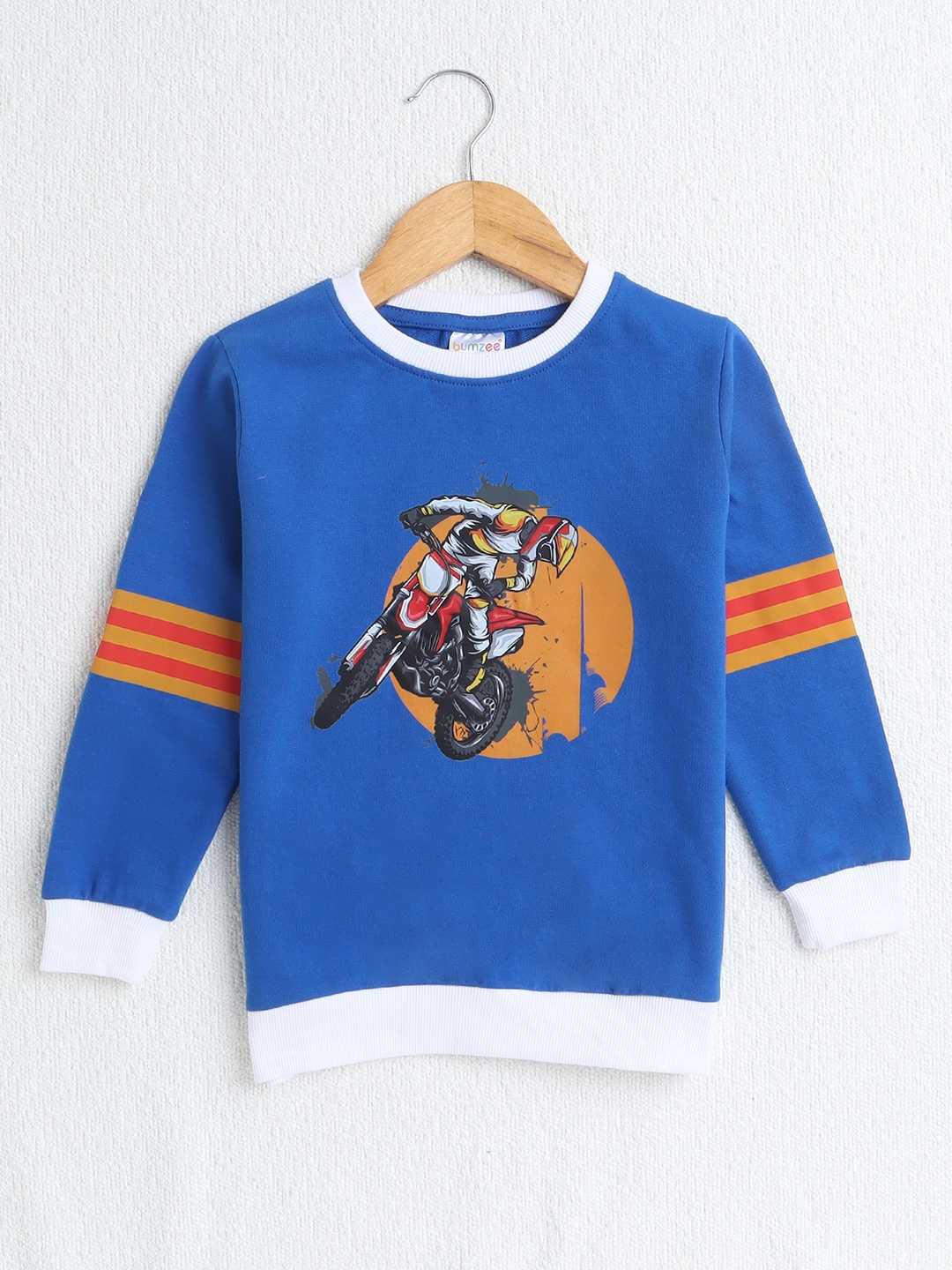 

BUMZEE Boys Printed Full Sleeves Cotton Sweatshirt, Blue