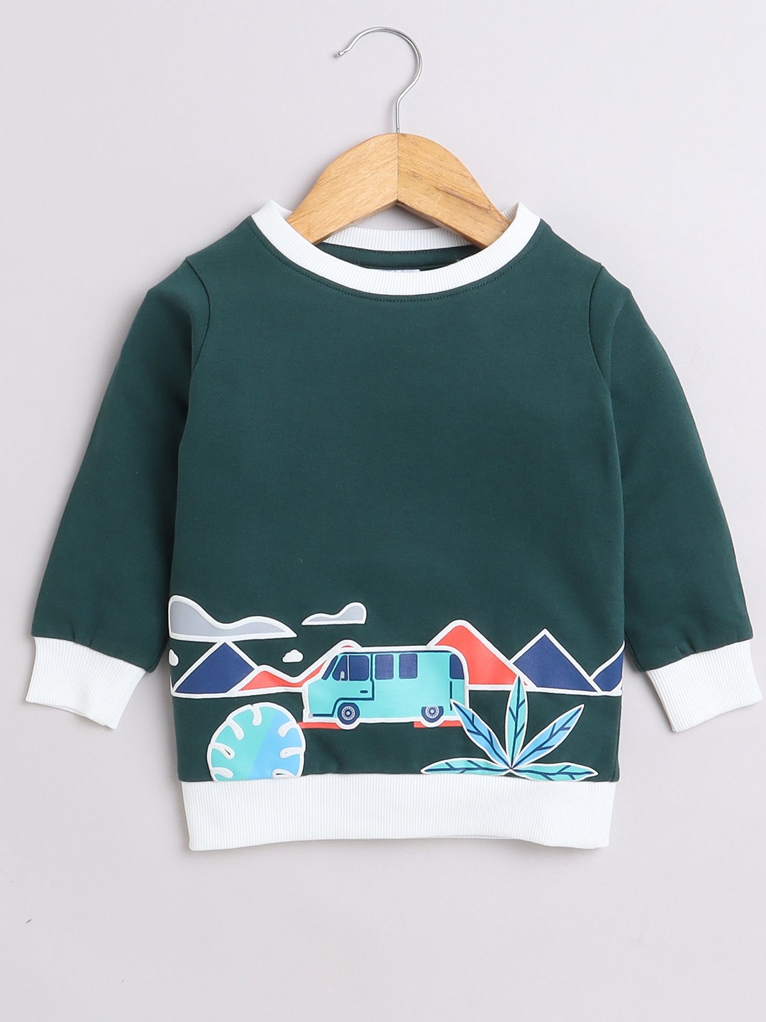 

BUMZEE Boys Graphic Printed Sweatshirt, Green