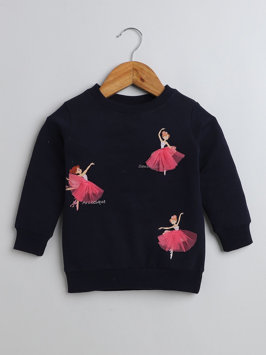 

BUMZEE Girls Graphic Printed Sweatshirt, Navy blue