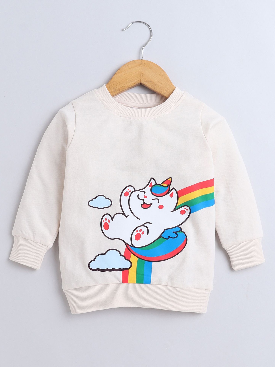 

BUMZEE Girls Printed Sweatshirt, Cream