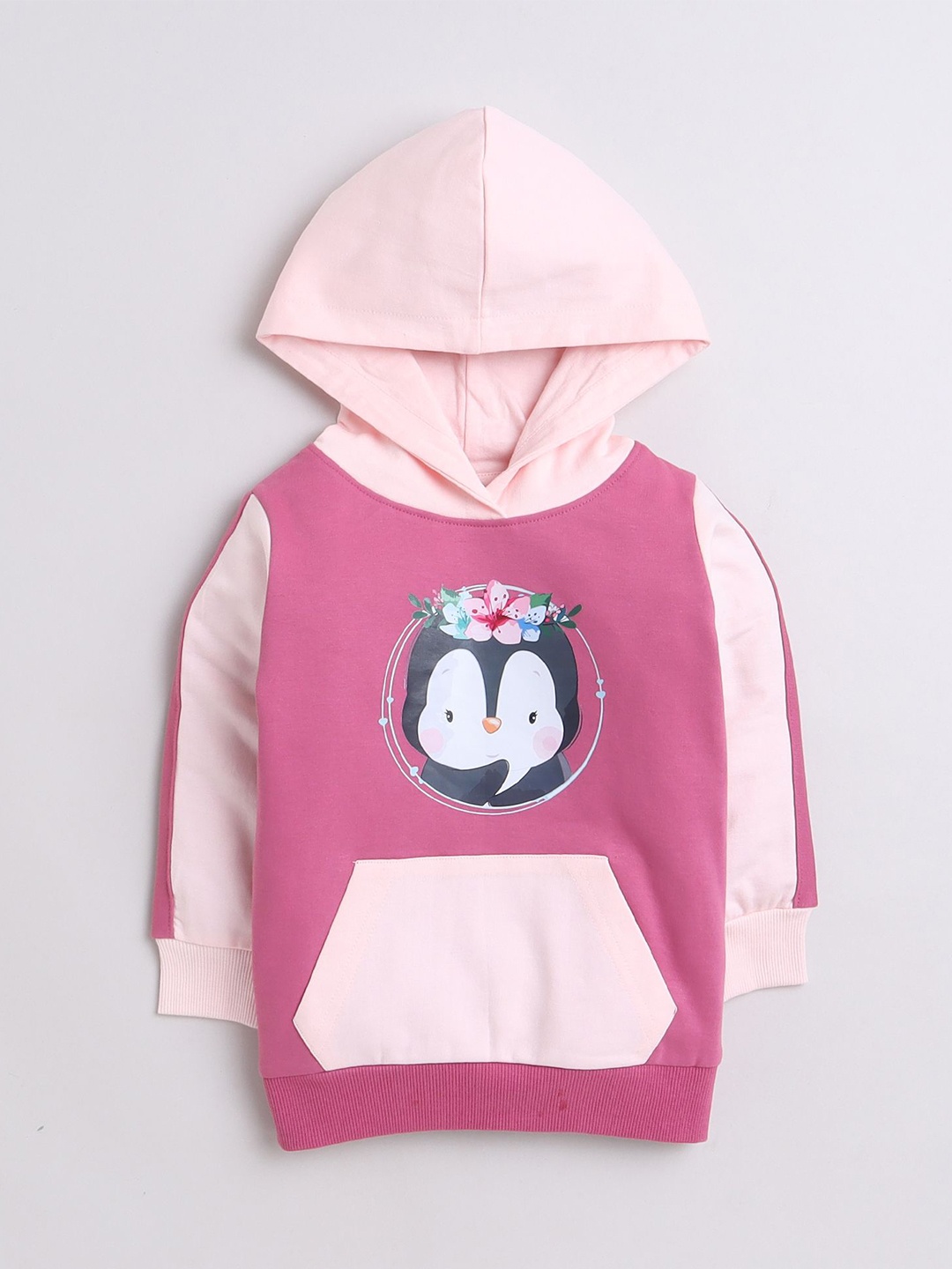 

BUMZEE Girls Graphic Printed Hooded Sweatshirt, Mauve