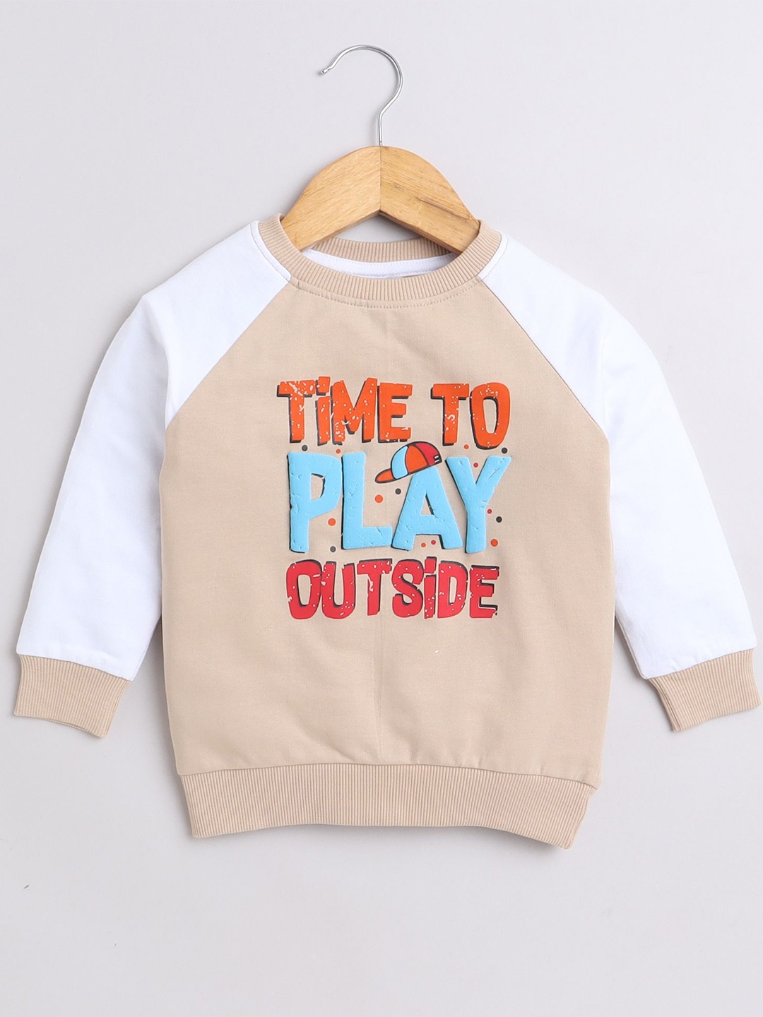 

BUMZEE Boys Typography Printed Sweatshirt, Beige