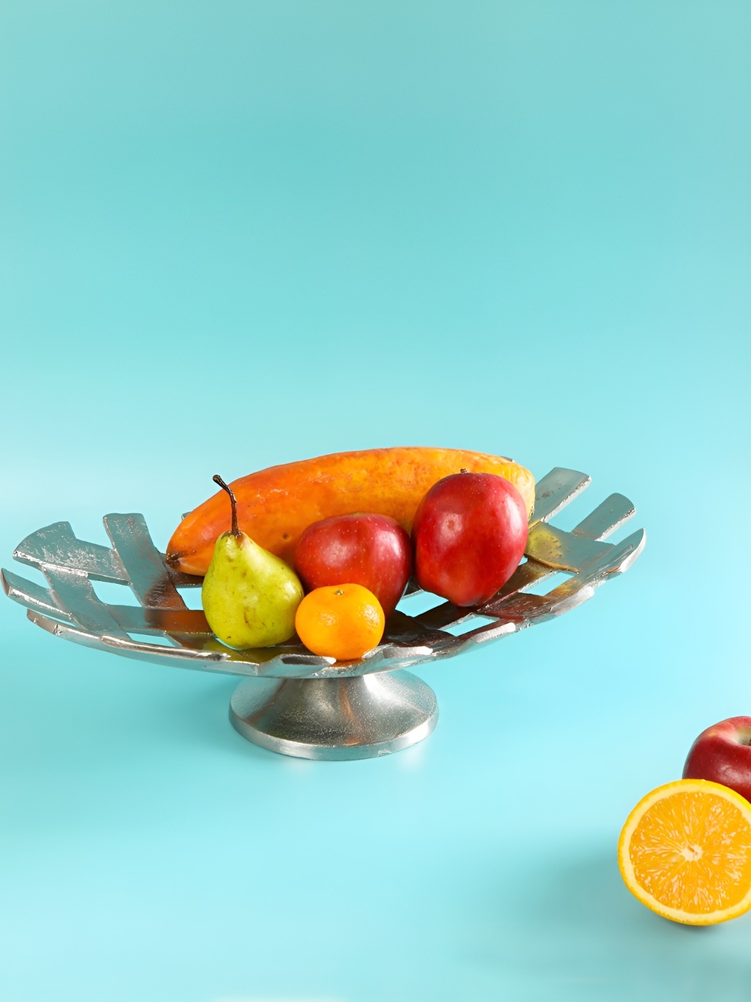 

THE HOME CO. Silver Toned Rectangle Food Platter With Base