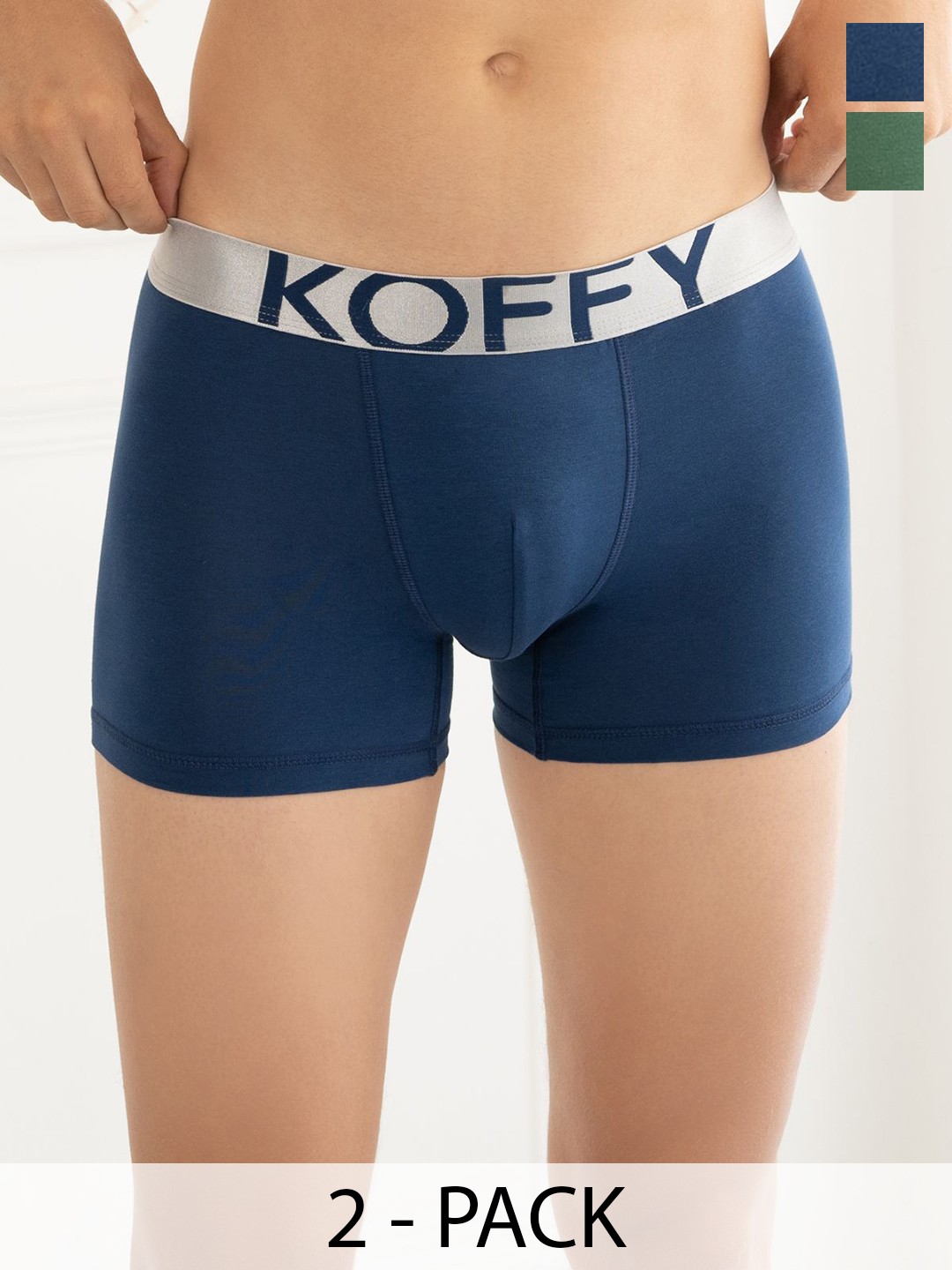 

KOFFY Men Pack Of 2 Breathability Trunks KOFFY_KI28_AFBU_GN_2PC, Blue