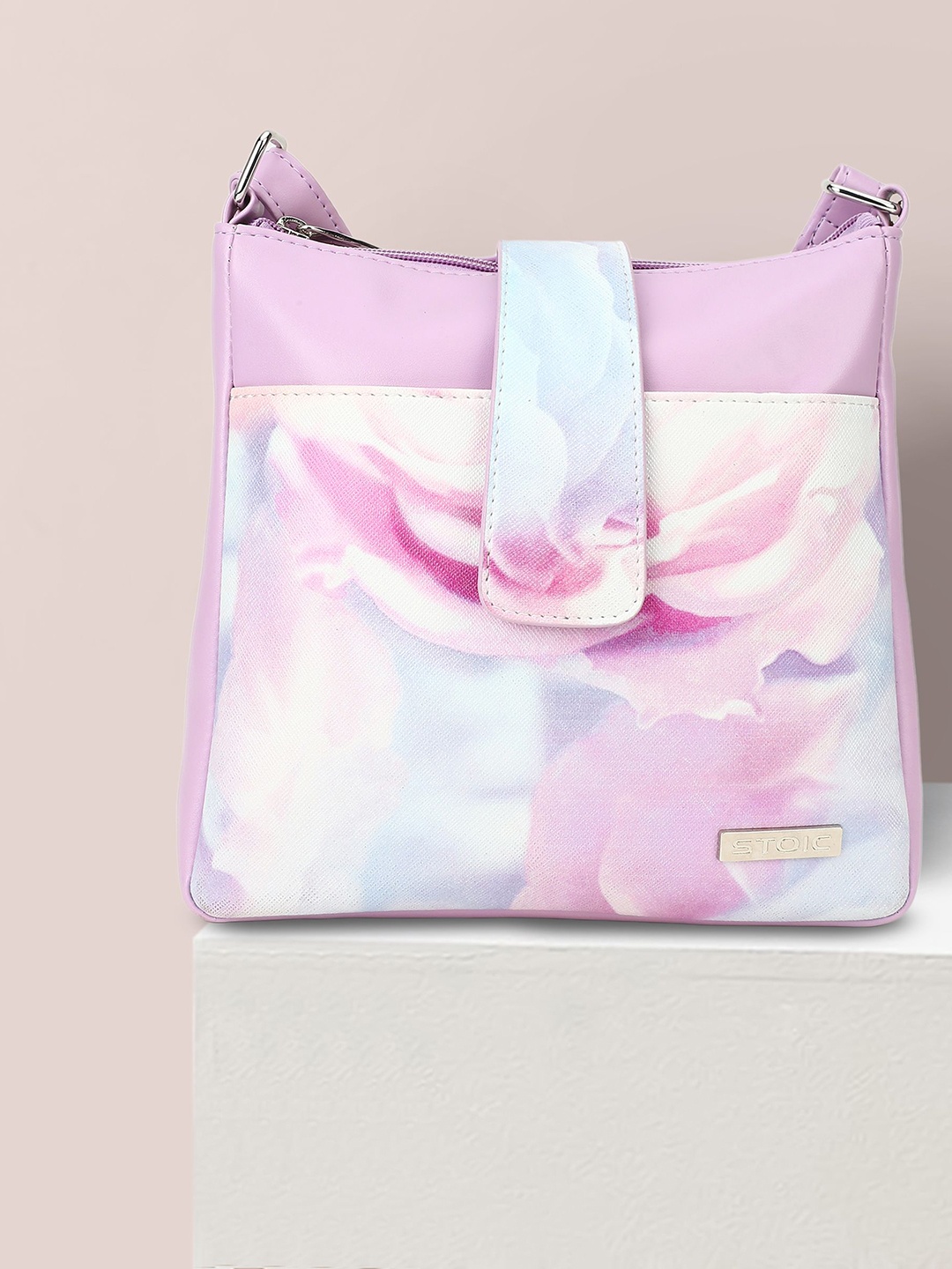

STOIC Colourblocked Oversized Shopper Handheld Bag, Purple
