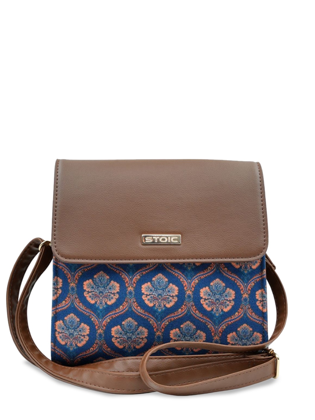 

STOIC Women Ethnic Motifs Printed Shopper Sling Bag with Quilted, Brown