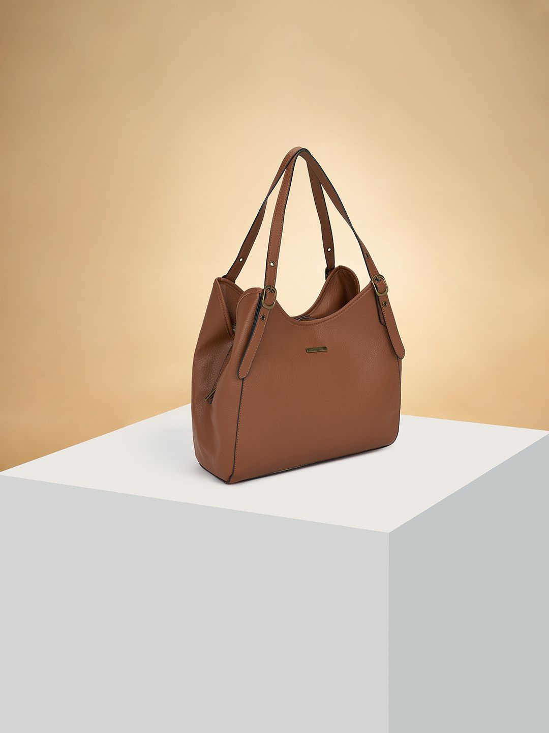 

Forever Glam by Pantaloons Women Solid PU Oversized Bucket Hobo Bag, Brown