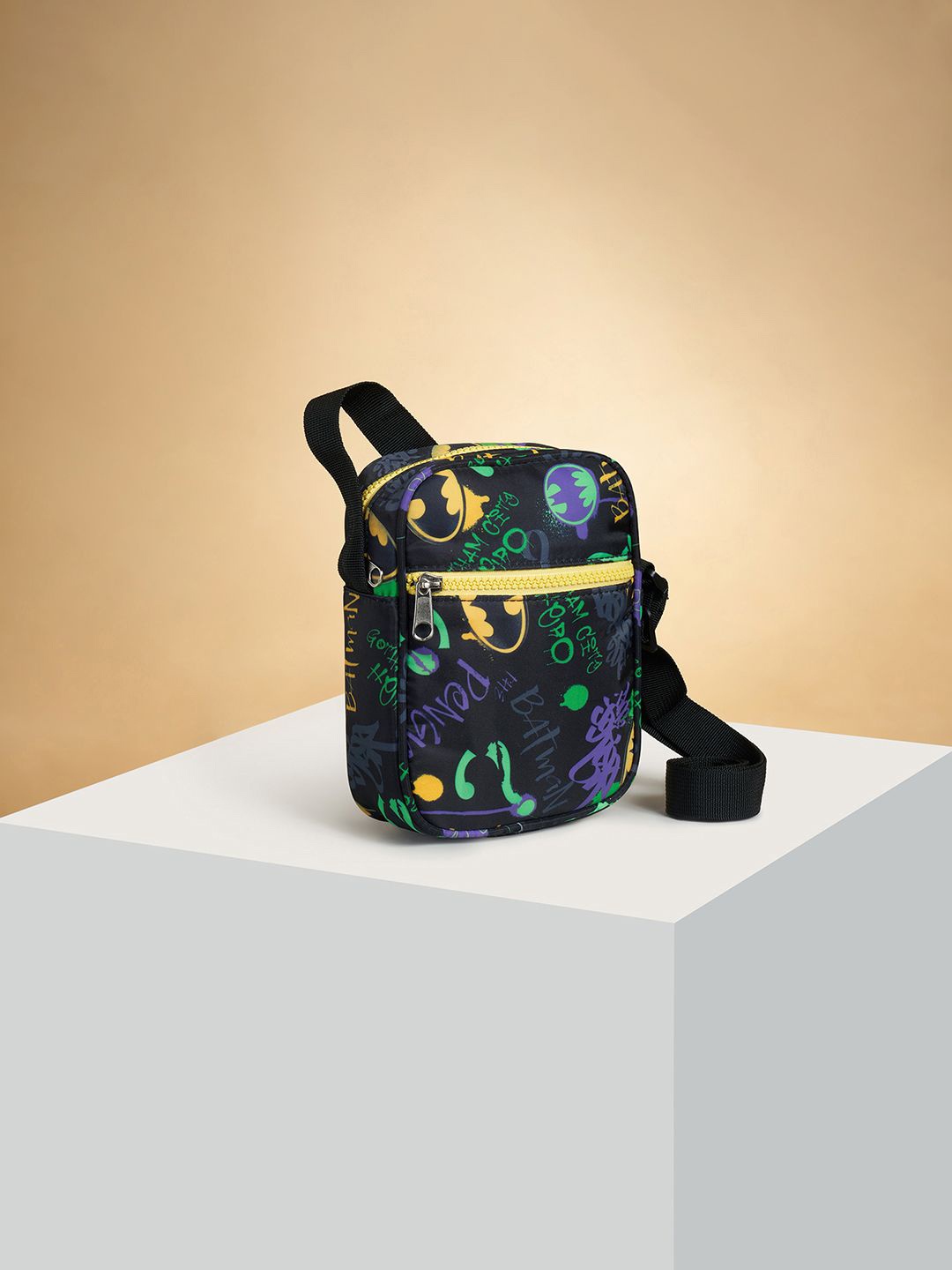

Pantaloons Junior Boys Abstract Printed Shopper Sling Bag, Black