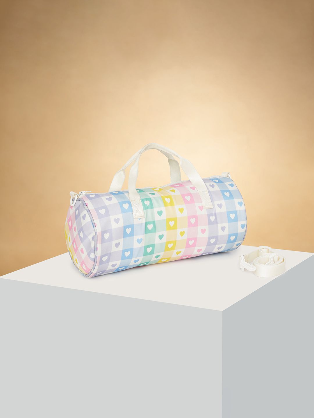 Pantaloons Junior Girls Abstract Printed Small Structured Handheld Bag with Cut Work, White
