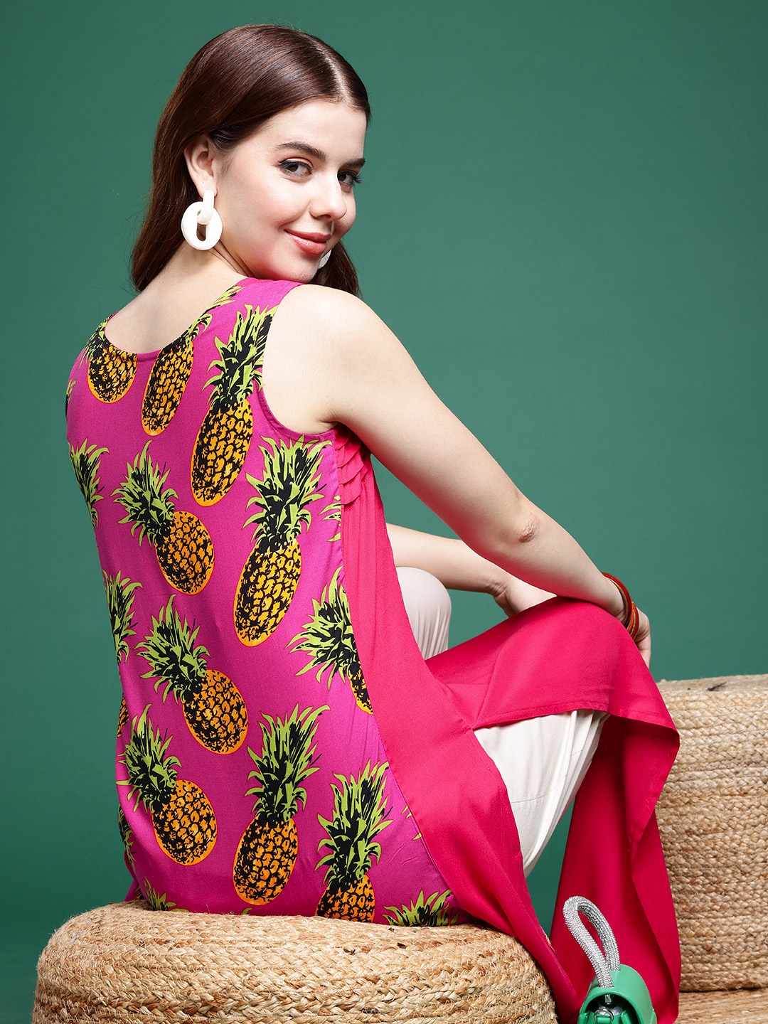 

Sangria Conversational Printed Kurta, Pink