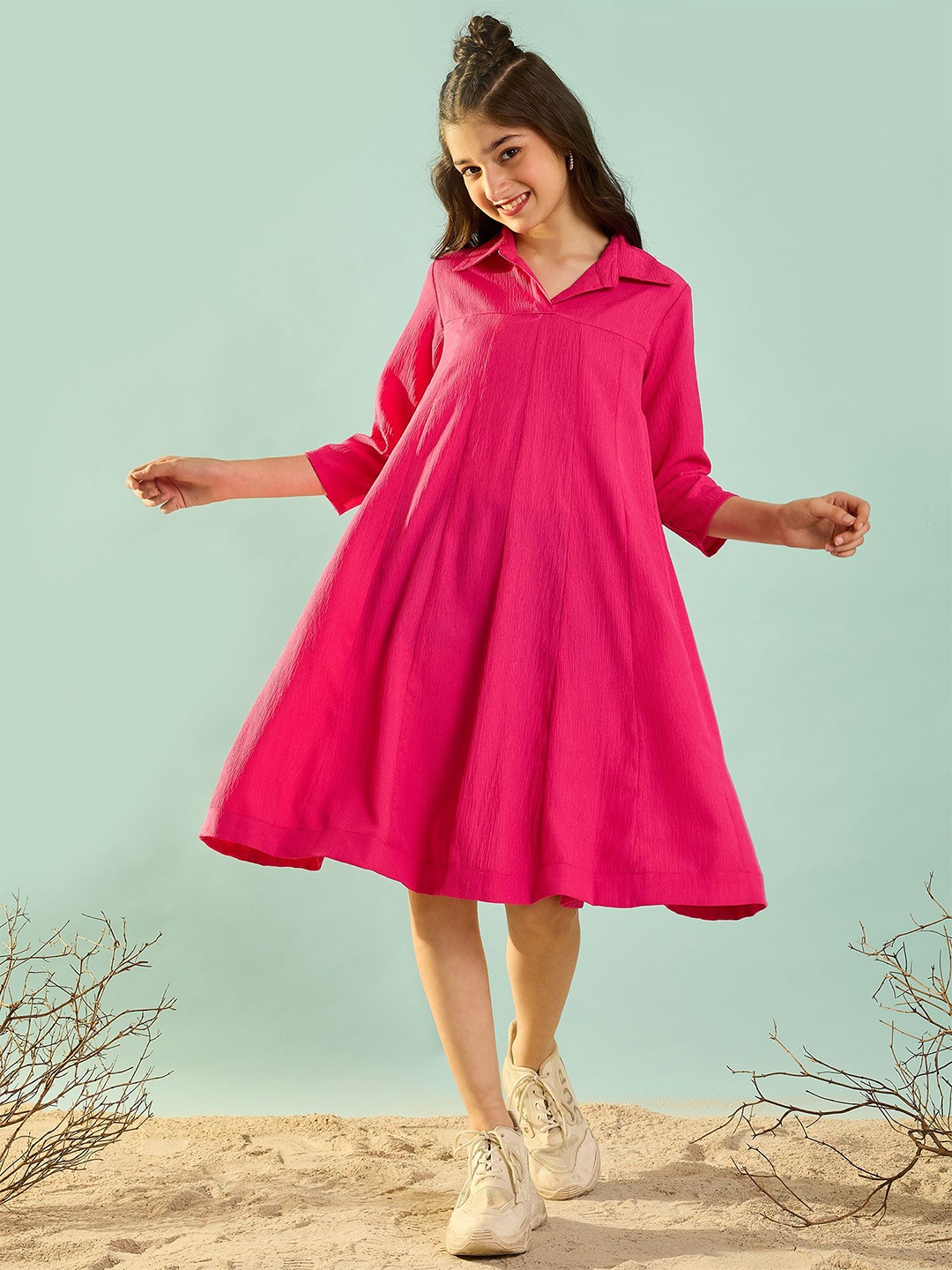 

Cherry & Jerry Girls Shirt Collar A-Line Dress, Magenta