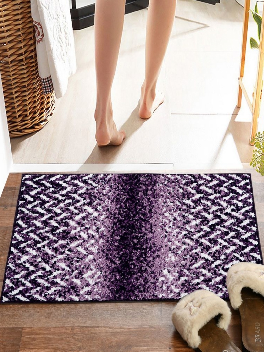 

Pano Purple & White Printed Microfiber 2000 GSM Anti-Skid Bath Rugs