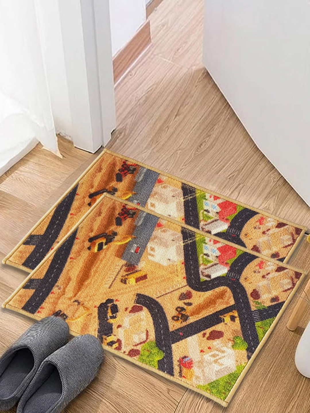 

Matz and More Brown & Green 2 Pieces Car Track Anti-Skid Doormat