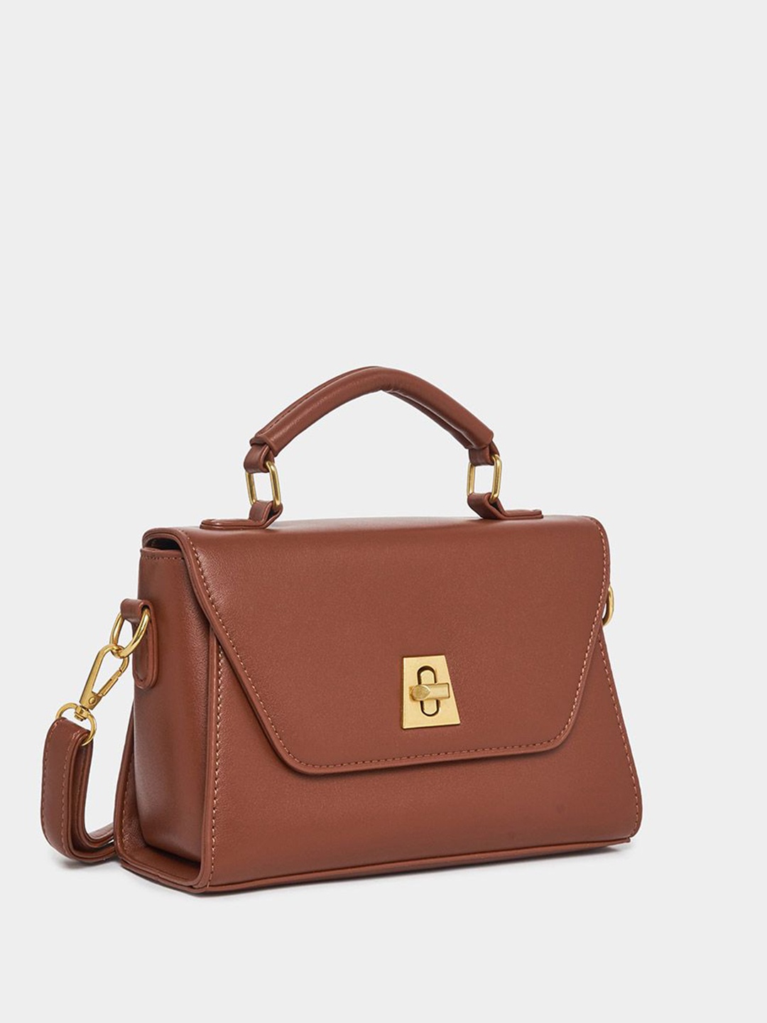 

Styli Structured Twist Lock Satchel, Brown