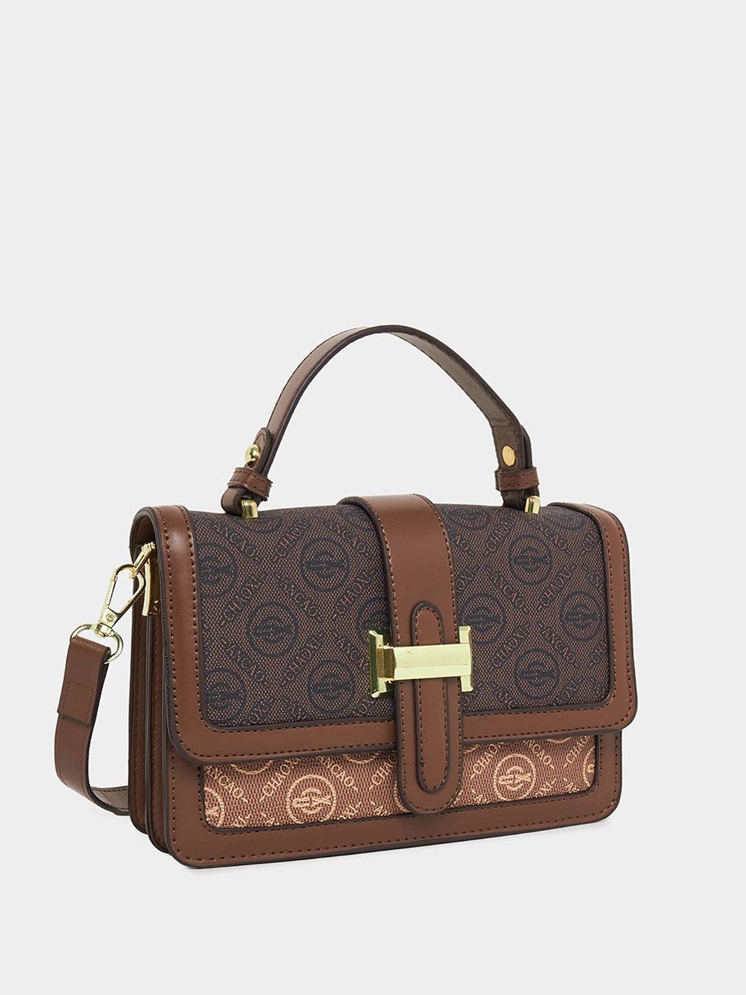 

Styli Brown Belted Detailed Buckle Handbag