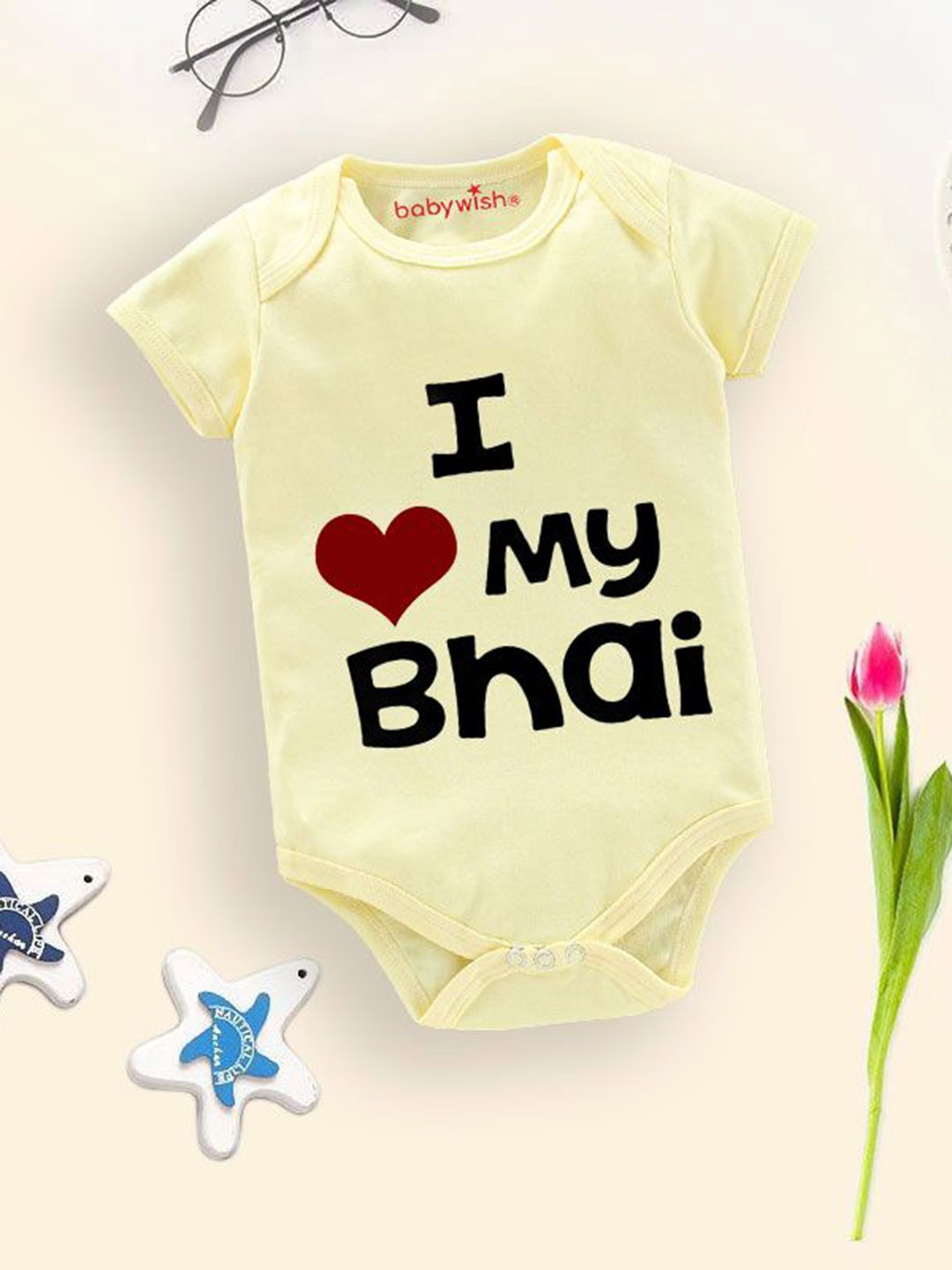 

Babywish Infants Printed Cotton Bodysuit, Yellow
