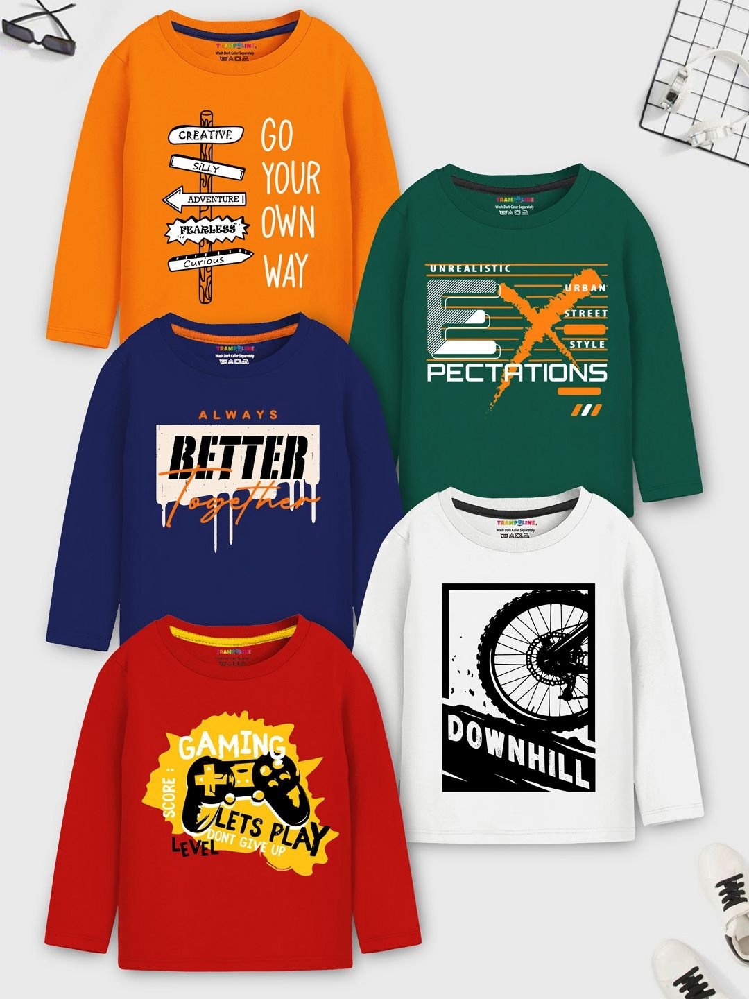 

YK X Trampoline Boys Typography 5 Printed Applique T-shirt, Green