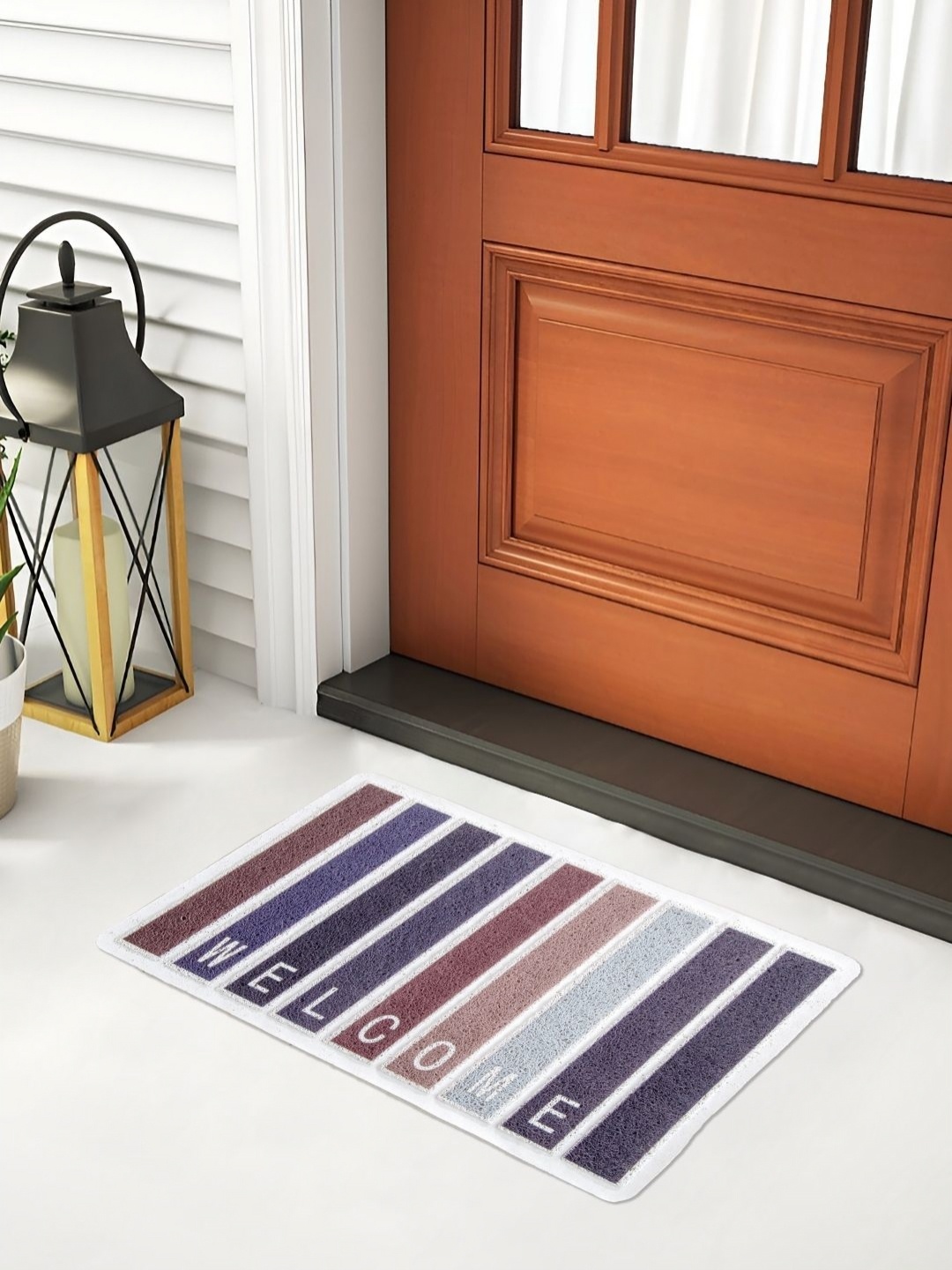 

FABINALIV White & Grey Printed Anti Skid Doormat