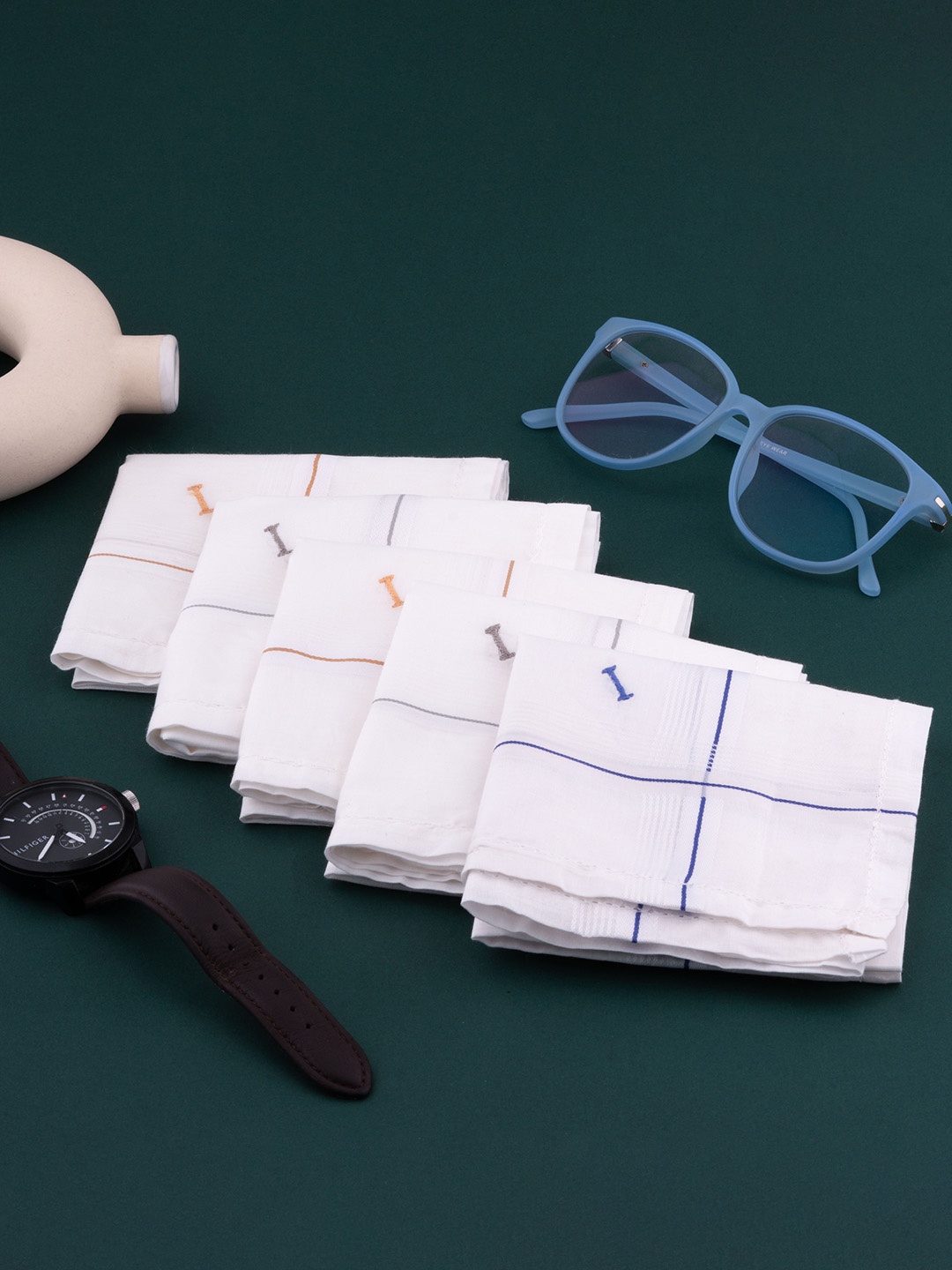 

CROSSLINE Pack Of 5 Embroidered Cotton Handkerchiefs, White